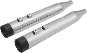 Tv2rylsg46 Drag Specialties Chrome 4 Inch Slip Ons Mufflers Set Black End Caps Harley Ultra Classic Low 15-16