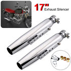 Jy5e2685214 Matcc Silver Universal Motorcycle Tapered Exhaust Pipe For Harley Bobber