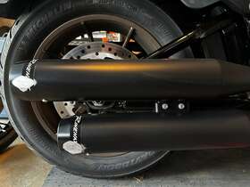 Rinehart Racing 500-1201 Softail 3.5 Inch Black Slip On Mufflers 2018-later - Damaged