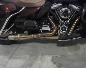 930-01220 Sawicki Speed Shop 2-1 Shorty Cannon Exhaust Brushed Harley M8 Touring