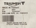 New Genuine Triumph T2202307 Exhaust Link Pipe, Lh. Fixed Price $565.85.