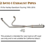 Into Full Exhaust Pipe System Muffler For Harley 1995-2016 Touring Bagger. Fixed Price $442.48.