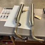 Oem Used Triumph Bonneville Bobber Left & Right Exhaust Brushed Silencer Muffler. Fixed Price $299.95.