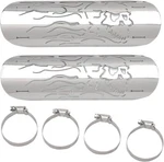 Drag Specialties 10" Chrome Flame Skull Exhaust Heat Shields For Harley Davidson. Fixed Price $103.99.