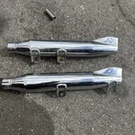Harley Davidson Softail Heritage Fishtail Muffler Pair 65689-89, 65381-89A. Fixed Price $150.00.