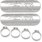 Drag Specialties 1861-0102 Chrome Flaming Skull Heat Shields. Fixed Price $103.99.