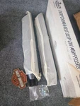 Harley 2000-2006 Softail Rush Mufflers Satin Black Slip Ons 25311-225. Fixed Price $225.00.