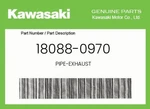 Kawasaki Genuine Pipe-exhaust 18088-0970. Fixed Price $385.25.