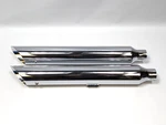 Rush Exhaust 26401-175 3" Chrome Slip-on Mufflers 1.75" Baffle Slash Down Flstf. Fixed Price $350.00.