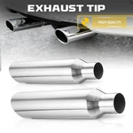 Stainless Steel Exhaust Tip 2.5" Inlet 4" Outlet 17" Long Tailpipe Angle Cut 2PC. Fixed Price $51.29.