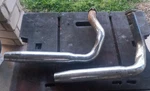 70-84? Harley Shovelhead Fl? Chrome Tapered Staggered Exhaust Pipe Set. Fixed Price $55.00.