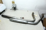 70-84? Harley Shovelhead Fl? Chrome Tapered Staggered Exhaust Pipe Set Scraped. Fixed Price $150.00.