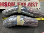New Pair Chrome Heatshields Samson Exhaust Pipes Harley Big Gun Sportster H-227. Fixed Price $69.95.