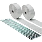 White Motorcycle Pipe Header Exhaust Wrap Kit Stainless Ties Rolls 2"X 25 Feet. Fixed Price $24.95.